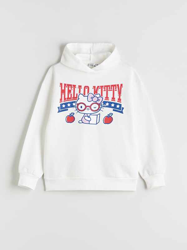 LCW Kids Kapüşonlu Hello Kitty Baskılı Kız Çocuk Sweatshirt