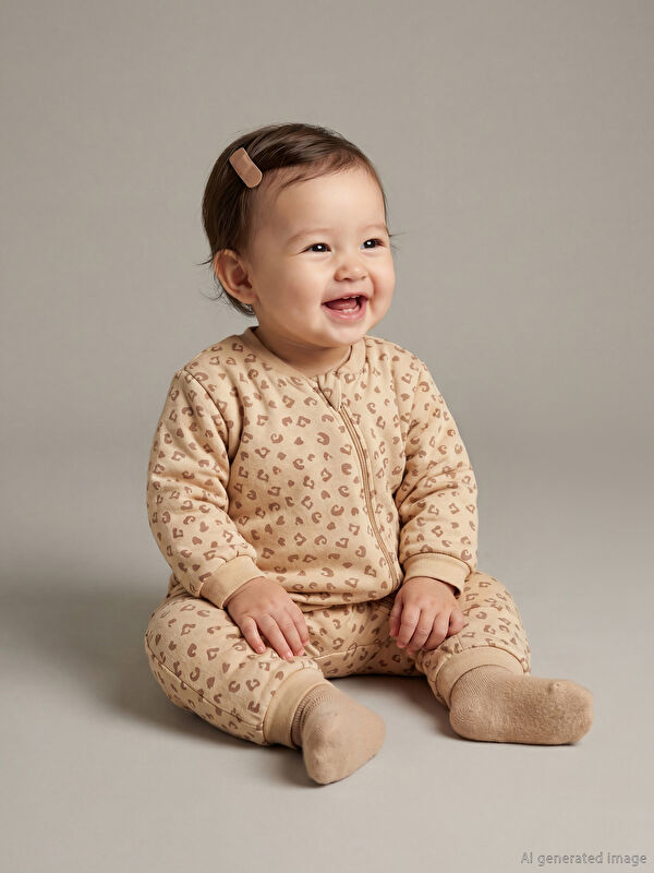 LCW baby 2.5 Tog Bisiklet Yaka Uzun Kollu Kız Bebek Tulum