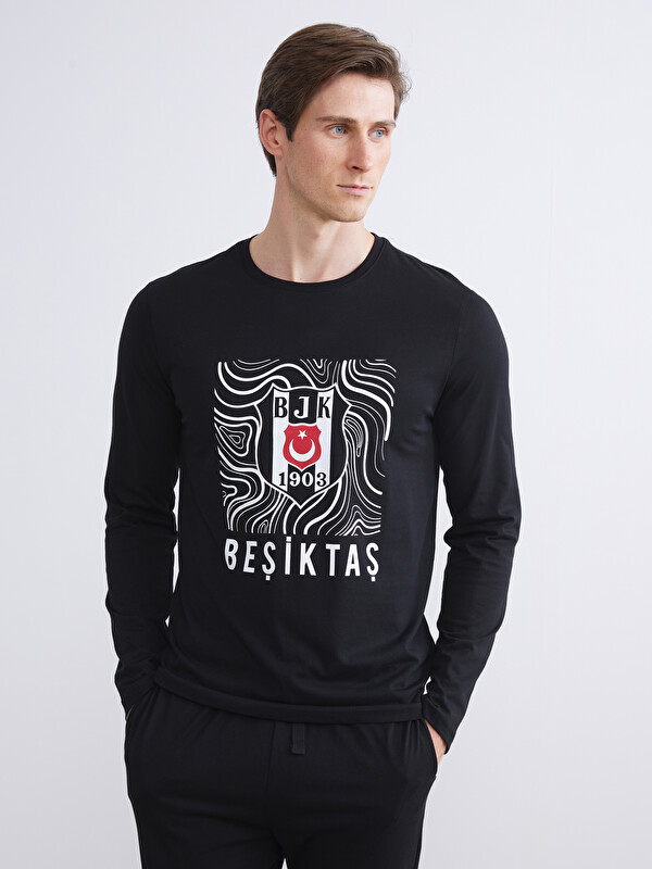 LC WAIKIKI Standart Kalıp Beşiktaş Baskılı Erkek Taraftar Pijama Takımı