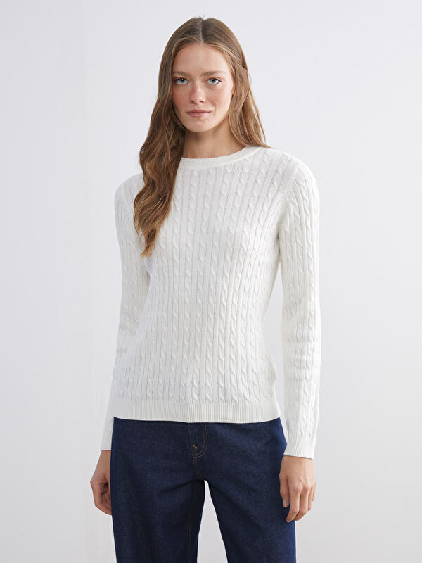 LCW Comfort Crew Neck Self-Patterned Women's Knitwear Sweater