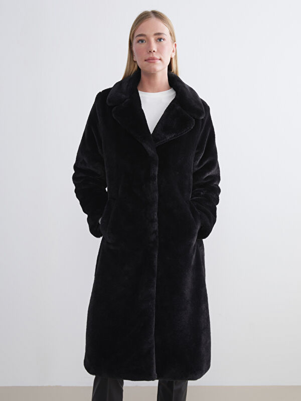 LCWAIKIKI Classic Jacket Neck Women's Fur Overcoat