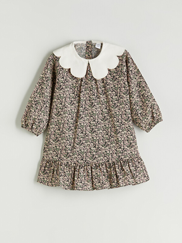 LCW Kids Bebe Yaka Çiçekli Kız Çocuk Elbise