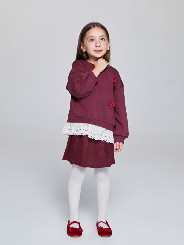 LCW Kids Beli Lastikli Kız Çocuk Pileli Etek ve Külotlu Çorap 2'li