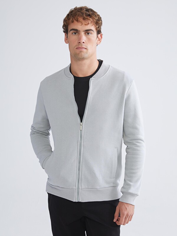 LC WAIKIKI Kolej Yaka Erkek Kalın Fermuarlı Sweatshirt