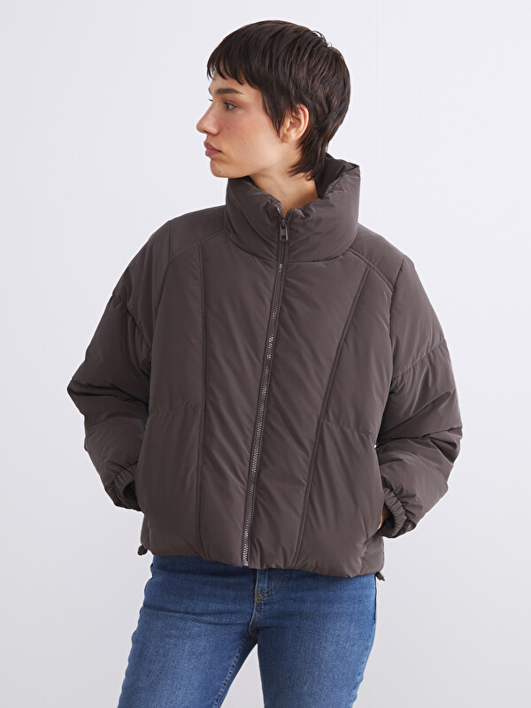 LCW Vision Dik Yaka Oversize Kadın Şişme Mont