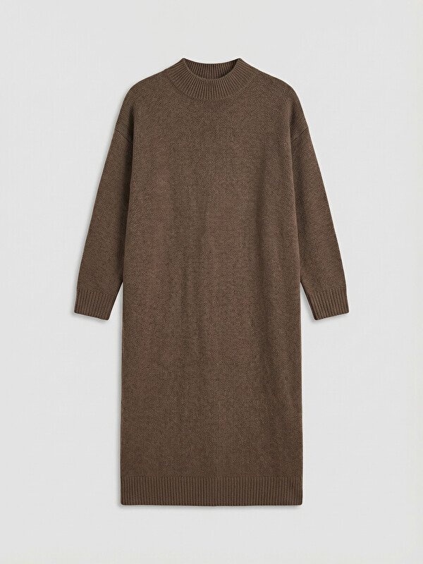 LCW Vision Mock Neck Slit Detail Knitwear Dress