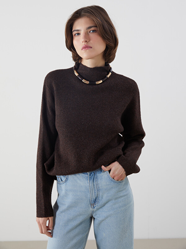 LCW Vision Funnel Neck Oversize Women's Knitwear Sweater