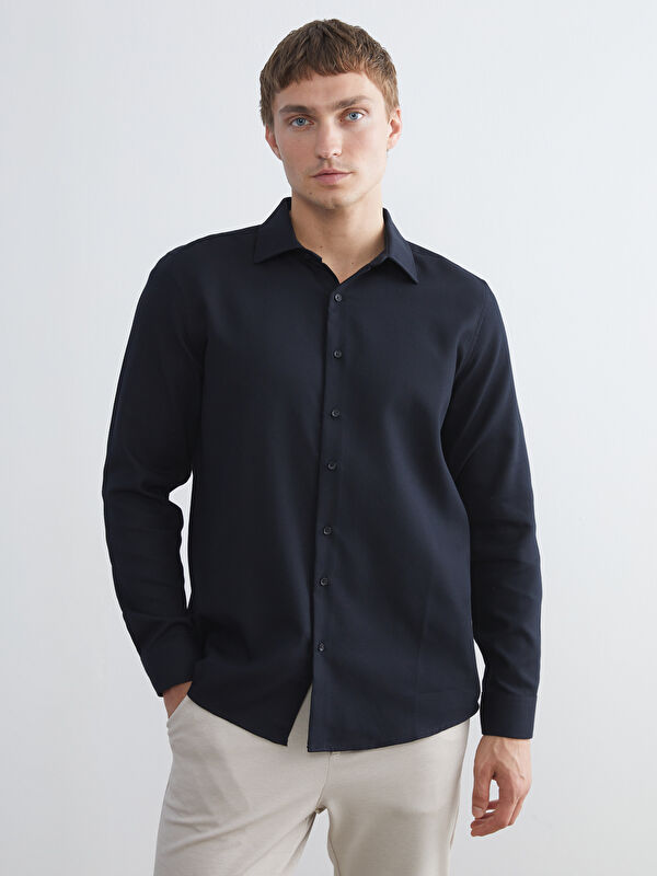 SOUTHBLUE Slim Fit Uzun Kollu Armürlü Erkek Gömlek