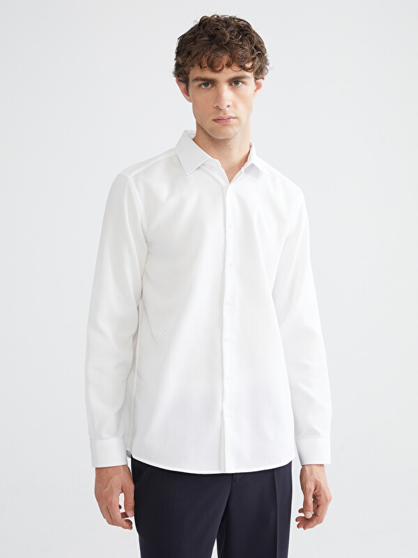 SOUTHBLUE Slim Fit Uzun Kollu Armürlü Erkek Gömlek