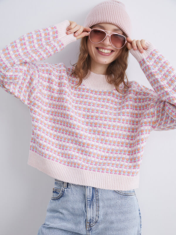 XSIDE Crew Neck Patterned Women's Knitwear Sweater