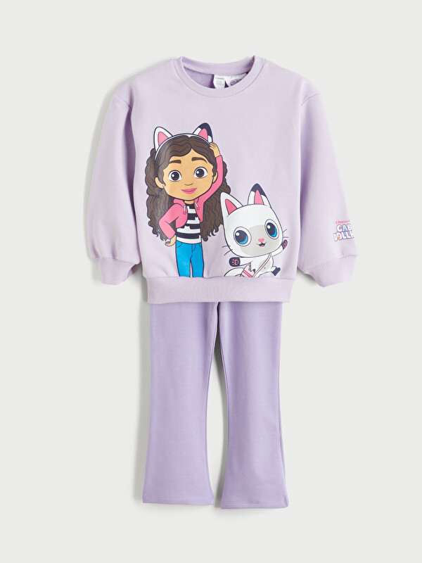 LCW Kids Gabby's Dollhouse Bedrucktes Sweatshirt und Leggings für Mädchen