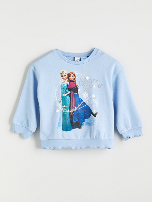 LCW Kids Bisiklet Yaka Elsa Baskılı Kız Çocuk Sweatshirt