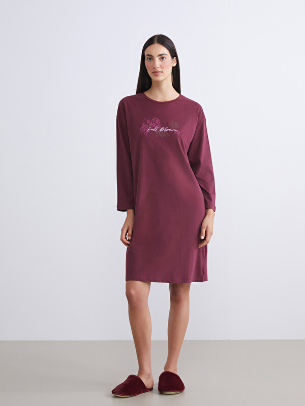 LCW DREAM Petite Chemise de nuit imprimée pour Femmes à col rond