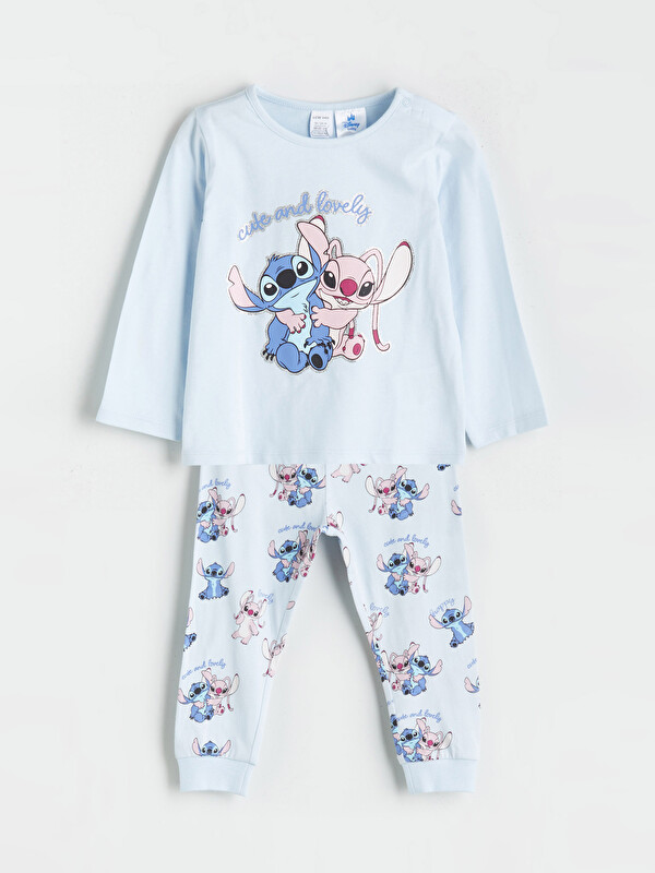 LCW baby Ensemble de Pyjama pour Bébé Fille avec Col Rond et Imprimé Stitch et Angel