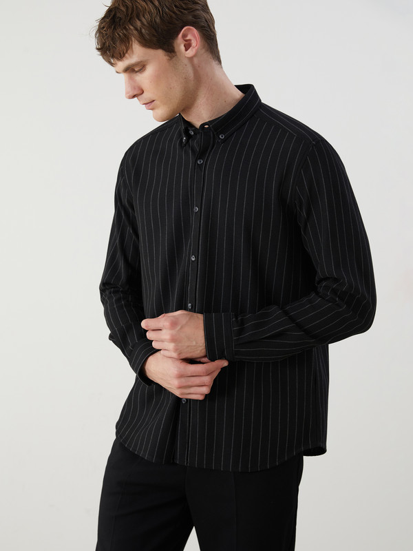LCW Vision Chemise Rayée Pour Hommes Coupe Svelte À Manches Longues