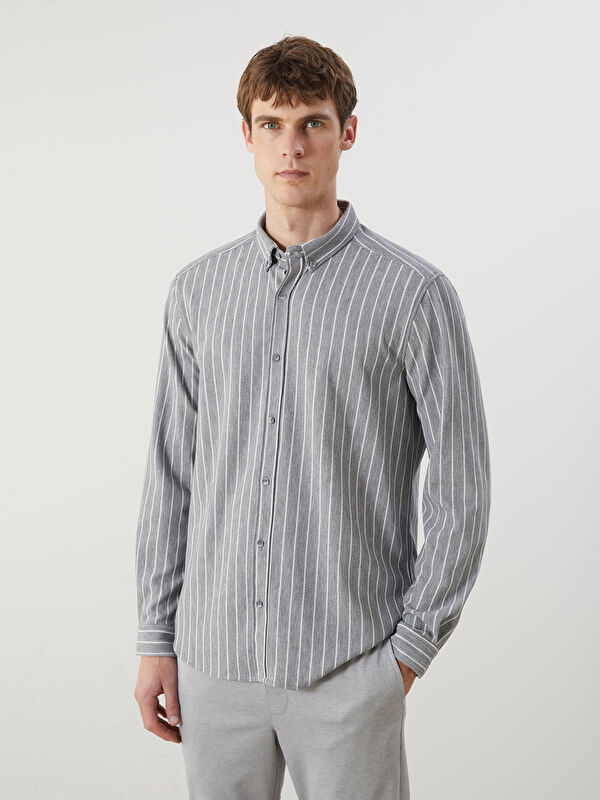 LCW Vision Slim Fit Long Sleeve Striped Men's Shirt