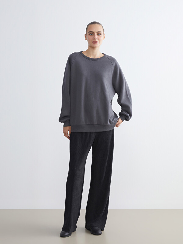 LCWAIKIKI Classic Elasticated Waist Textured Wide Leg Women's Trousers