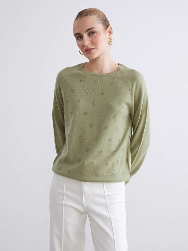 LCWAIKIKI Classic Pull-over en Tricot à Motifs pour Femmes avec Col Rond