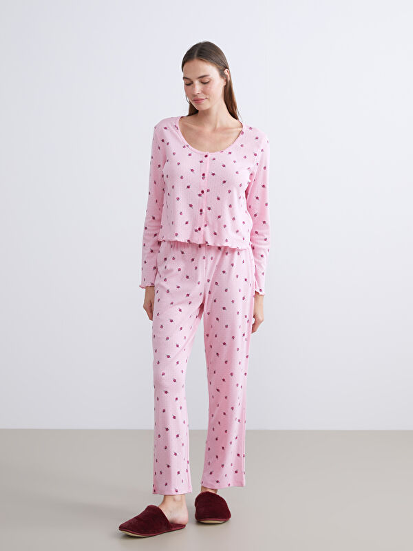 LCW DREAM Petite U Yaka Çiçekli Kadın Pijama Takımı