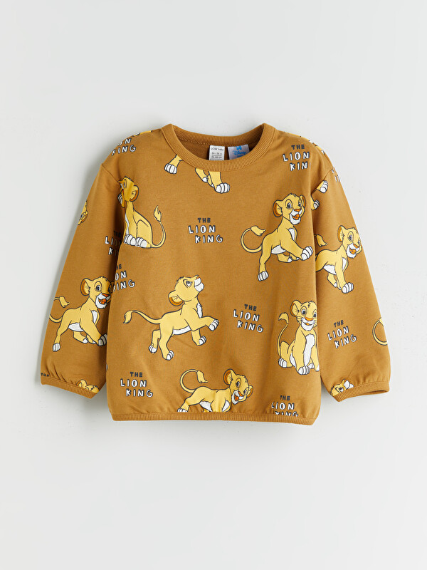 LCW baby Bisiklet Yaka Aslan Kral Baskılı Erkek Çocuk Sweatshirt
