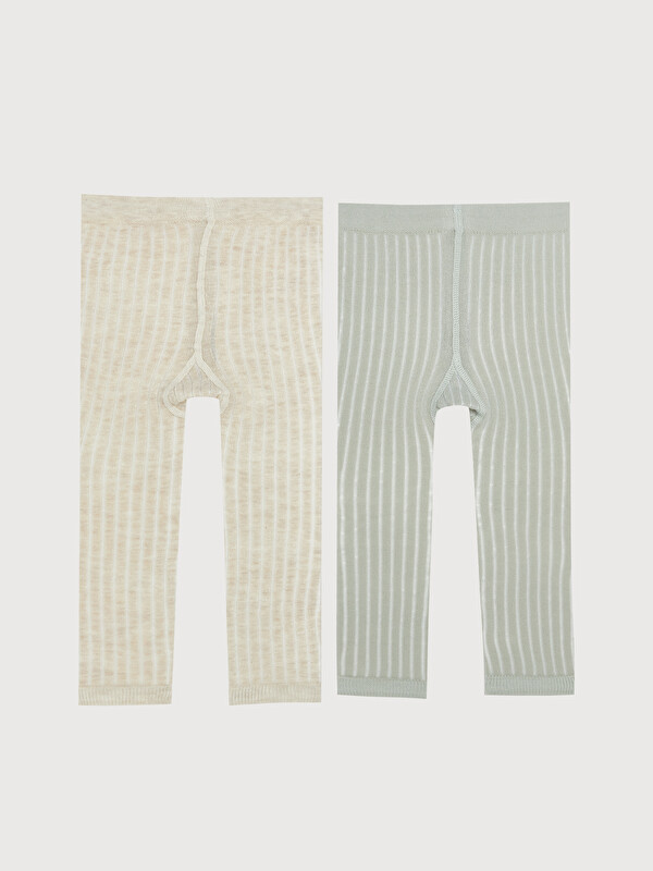 LCW baby Striped Baby Girls' Base Layer Tights 2 Pack