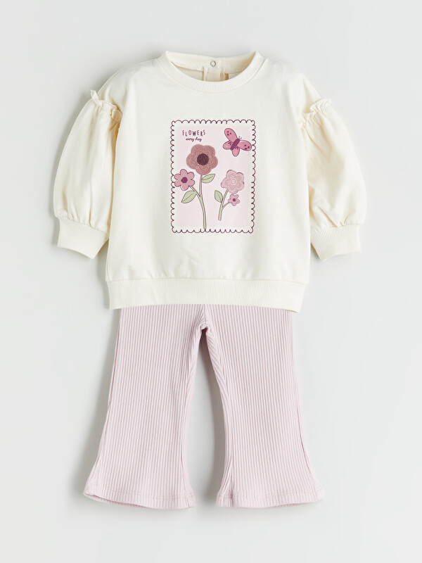 LCW baby Floral Baby Girls' Sweatshirt and Leggings 2 Pack