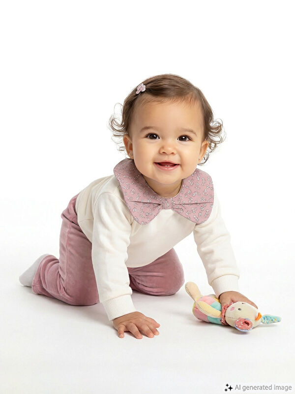 LCW baby Bisiklet Yaka Kız Bebek Sweatshirt ve Tayt 2'li