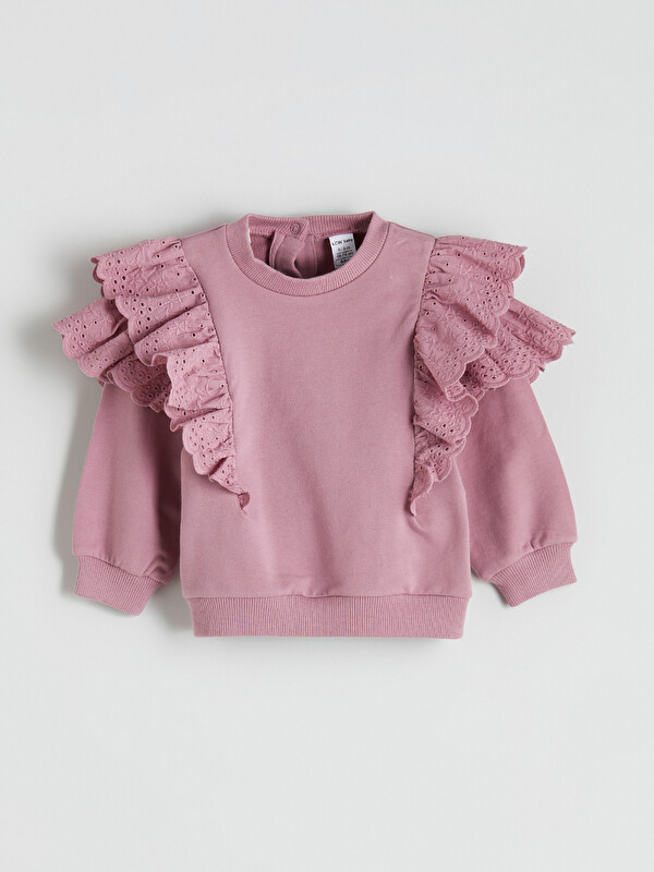 LCW baby Bebe Yaka Kız Bebek Sweatshirt
