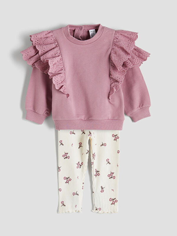 LCW baby Kız Bebek Sweatshirt ve Tayt 2'li