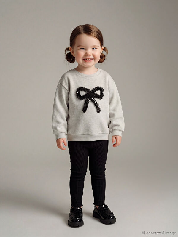 LCW baby Bow-Print Baby Girl Sweatshirt and Leggings Set