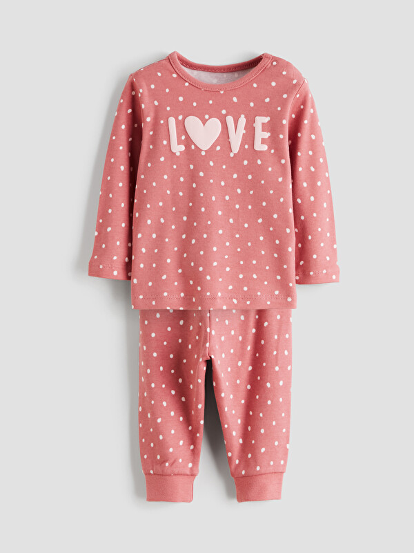 LCW baby Bisiklet Yaka Kız Bebek Pijama Takımı