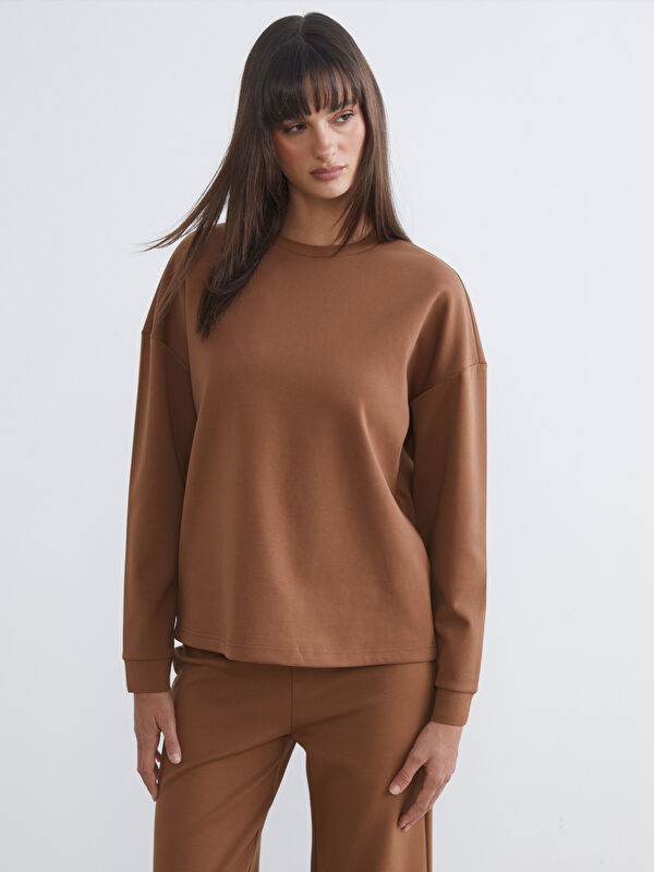 LCW Vision Bisiklet Yaka Oversize Kadın Sweatshirt
