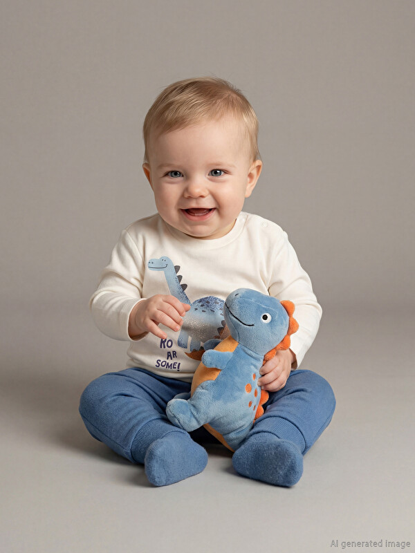 LCW baby Bisiklet Yaka Erkek Bebek Pijama Takımı
