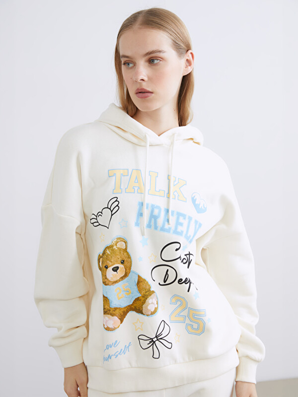 XSIDE Sweatshirt à capuche surdimensionné imprimé pour femmes