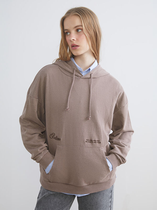 XSIDE Besticktes Oversize Kapuzensweatshirt für Damen