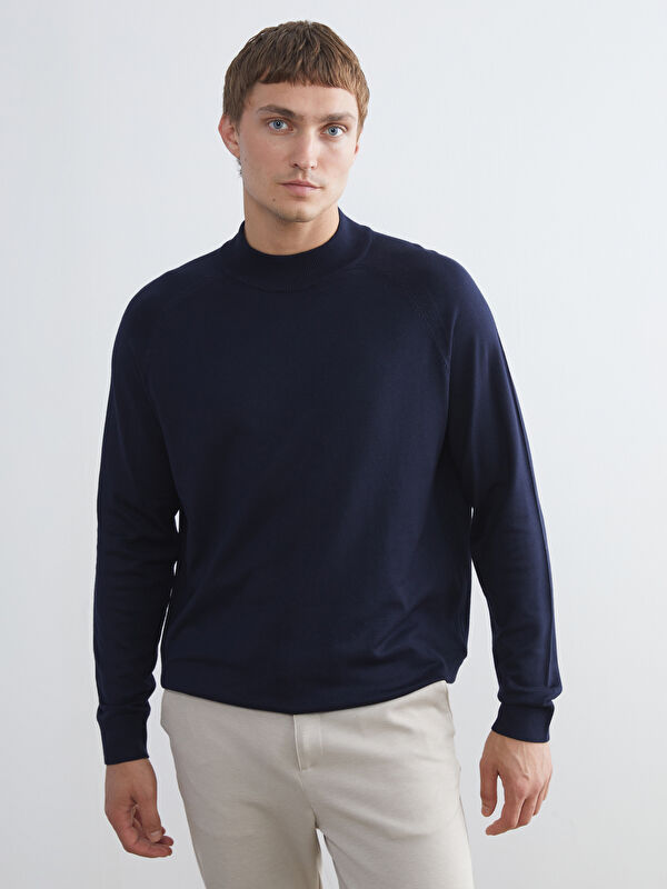 LCW Vision Men's Half Fisherman Ribbed Knit Sweater