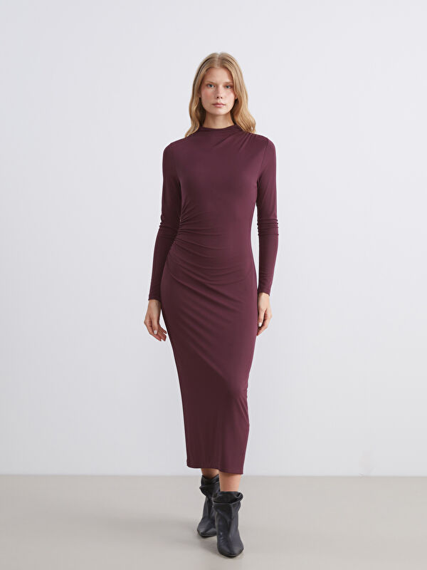 LCW Vision Trichterkragen-Gerafftes Kleid