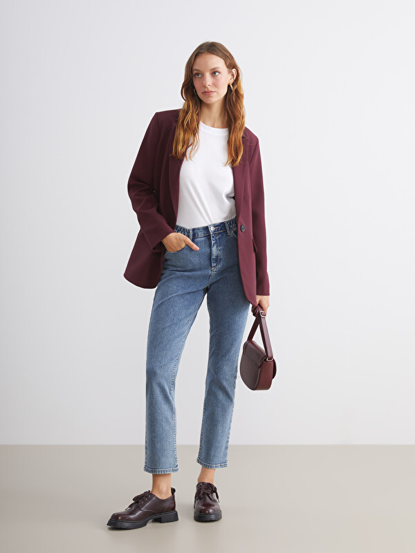 LCWAIKIKI Classic Beli Lastikli Slim Fit Kadın Jean Pantolon