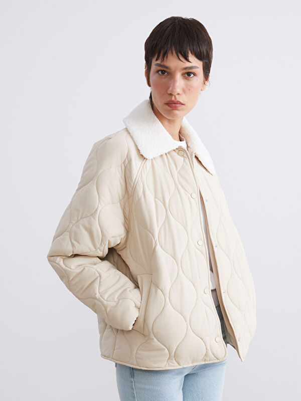 LCW Vision Plush Collar Quilted Women's Puffer Coat