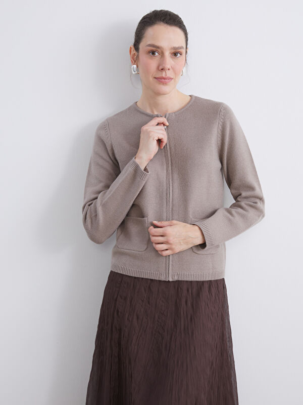 LCWAIKIKI Classic Rundhalsausschnitt Damen Strickjacke