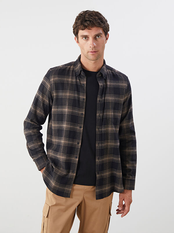 LCWAIKIKI Classic Regular Fit Long Sleeve Plaid Poplin Men's Shirt