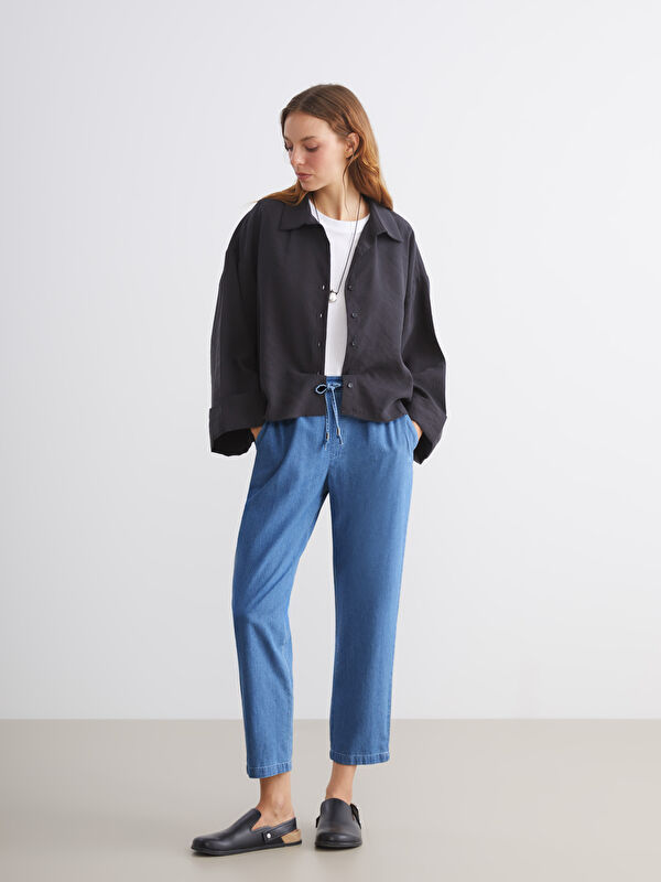 LCWAIKIKI Classic Beli Lastikli Carrot Fit Kadın Jean Pantolon
