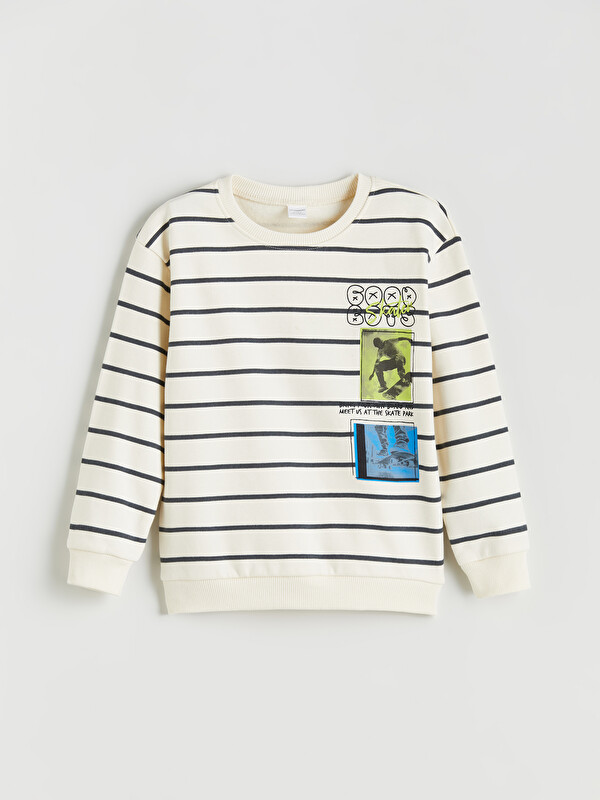 LCW Kids Bisiklet Yaka Baskılı Erkek Çocuk Sweatshirt
