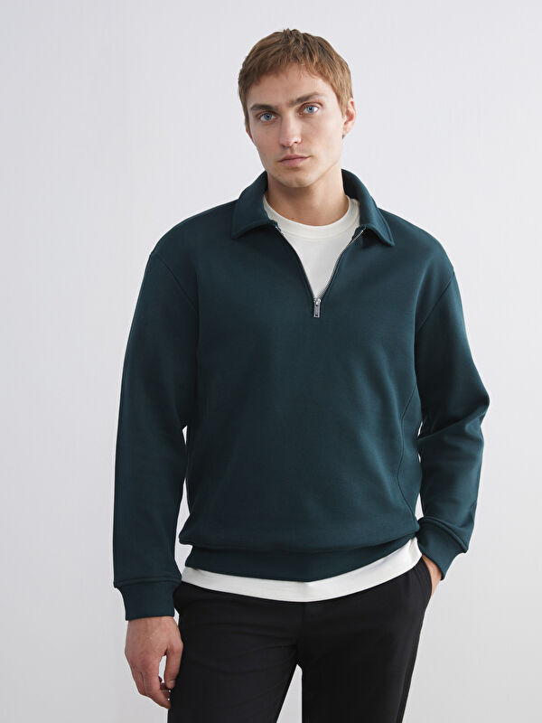 LCW Vision Polo Yaka Erkek Kalın Sweatshirt