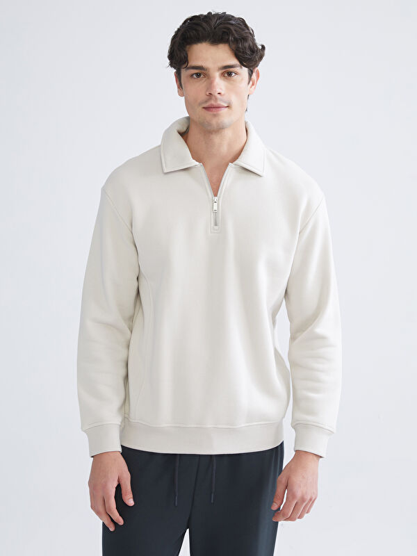 LCW Vision Polo Yaka Erkek Kalın Sweatshirt