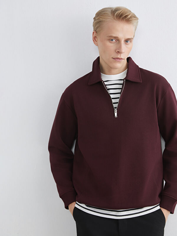 LCW Vision Polo Yaka Erkek Kalın Sweatshirt
