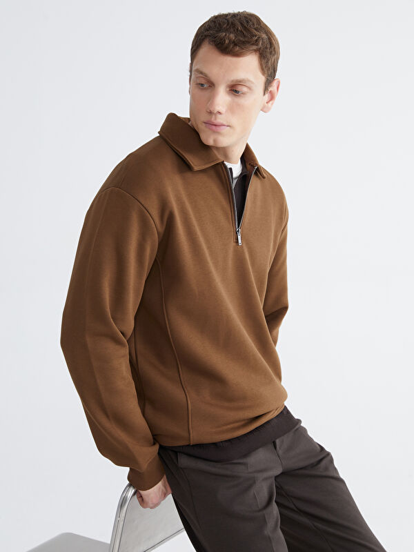LCW Vision Polo Yaka Erkek Kalın Sweatshirt