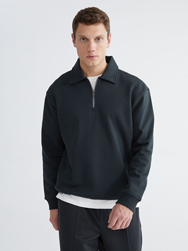 LCW Vision Polo Yaka Erkek Kalın Sweatshirt