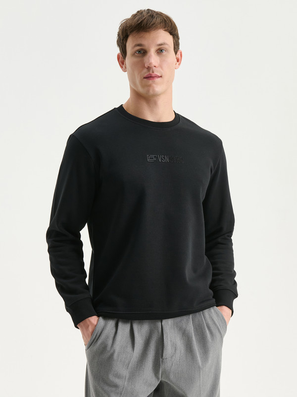 LCW Vision Bisiklet Yaka Baskılı Erkek Sweatshirt