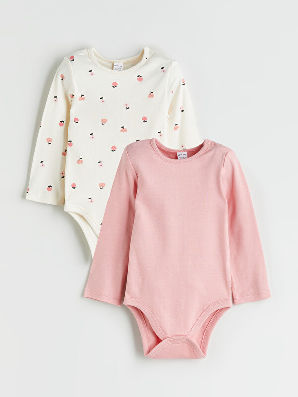 LCW baby Baskılı Kız Uzun Kollu Bebek Çıtçıtlı Body 2'li